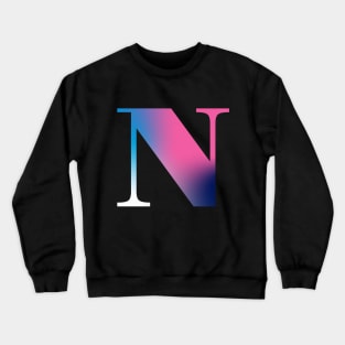 Capital Letter N Monogram Gradient Pink Blue White Crewneck Sweatshirt